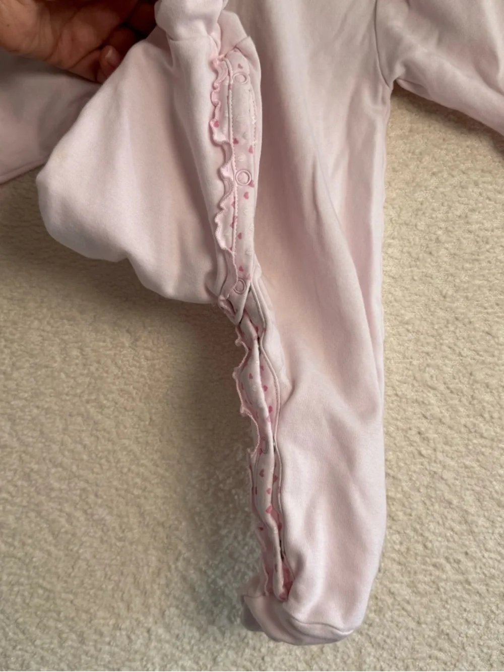Kissy Kissy Baby‎ Girl Pink Pima Cotton Flower Heart Footed Sleeper 0-3 Months